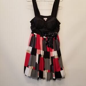 Candies Tuille Lined Sleeveless Dress Short Sequin Bow Juniors Size L